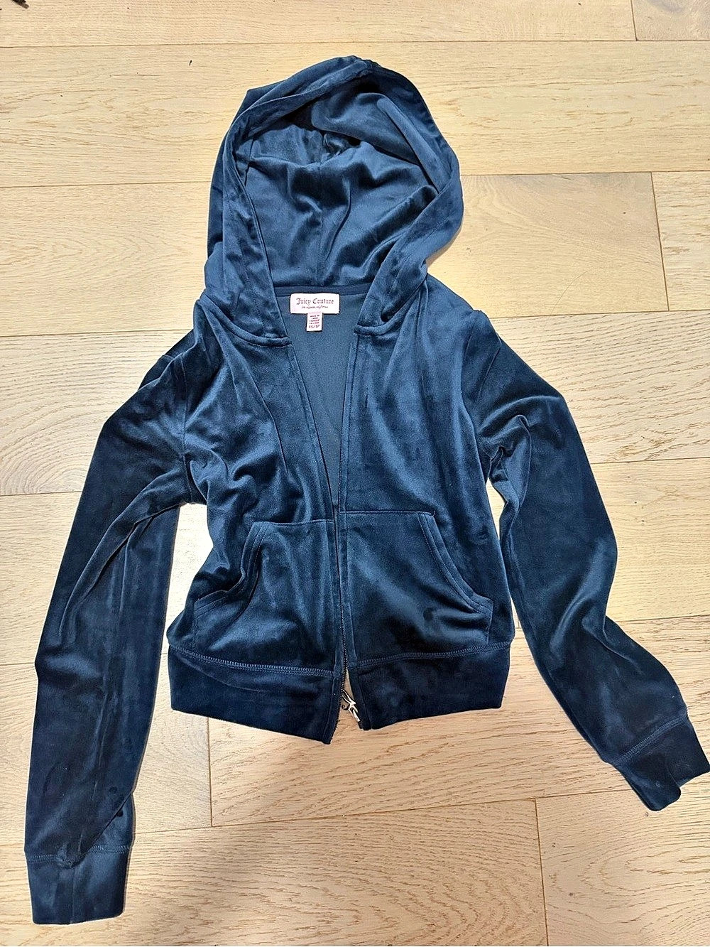 Juicy Couture Rhinestone Crown Velour Full-Zip Hoodie Blue